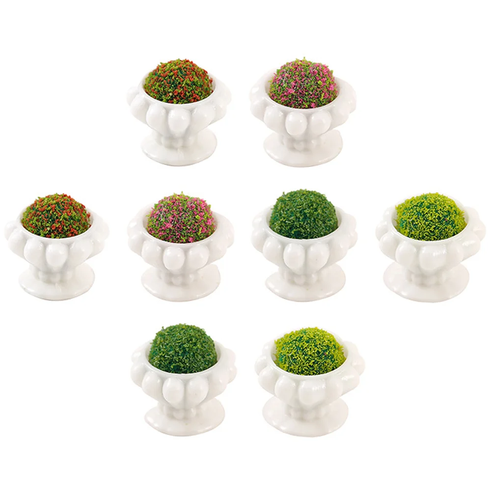 

8 Pcs Mini Plants Desk Decor Tiny Miniature Potted Trinkets Table Centerpieces Resin Flower Kitchen