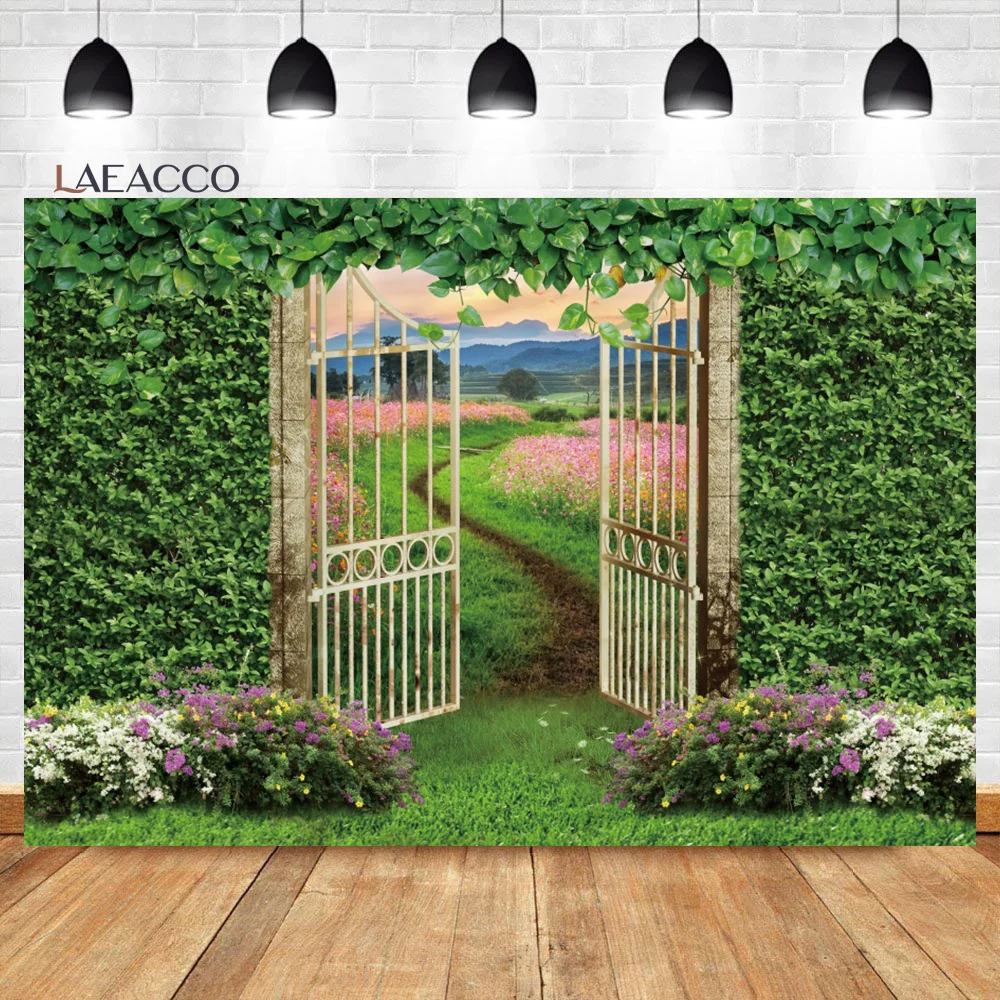 

Laeacco Spring Mountains Landscape Backdrop Green Grass Jungle Wedding Holiday Travel Adult Kids Portrait Photography Background