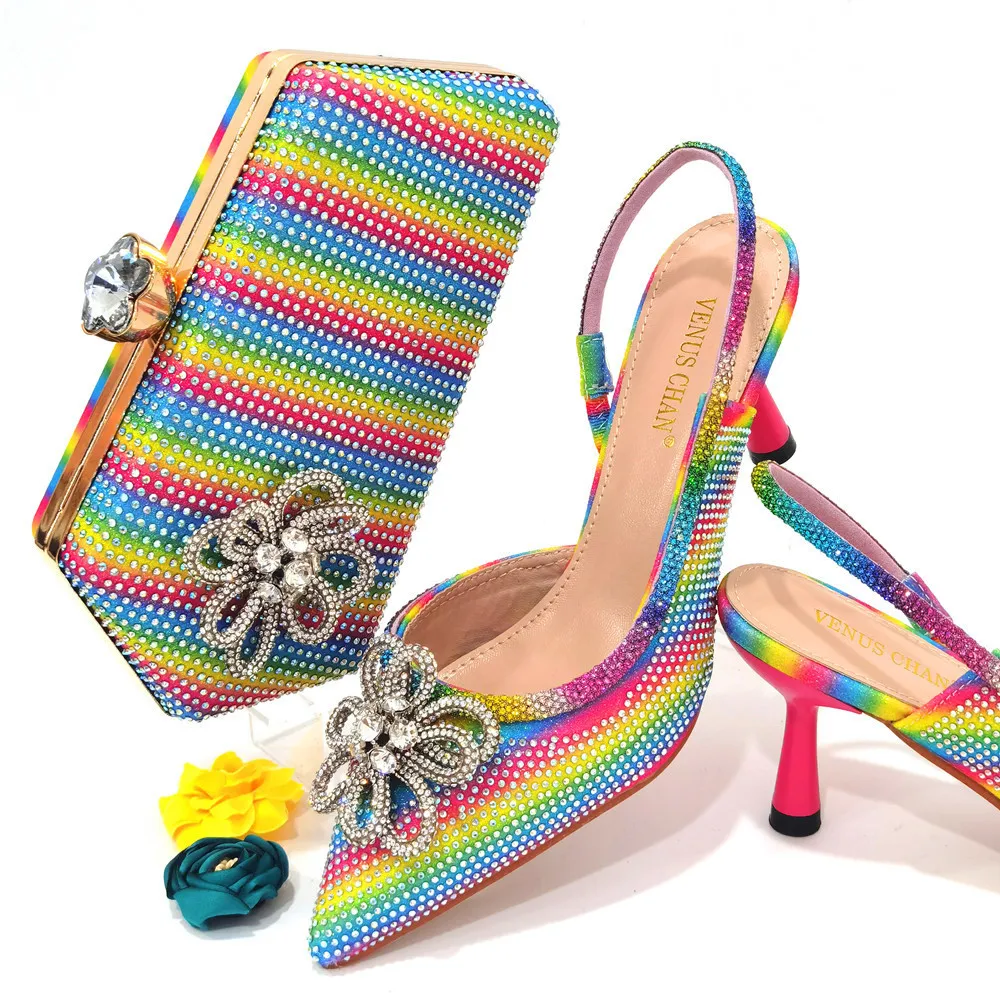 

Новейший дизайн, женские итальянские африканские вечерние туфли-лодочки и сумки, украшенные женской обувью и сумкой Стразы для нигерийской...