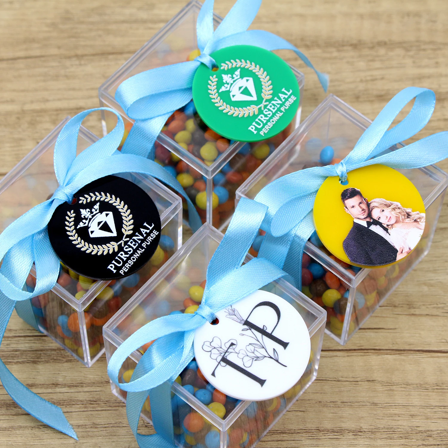 Персонализированные акриловые бирки с логотипом компании для свадебных