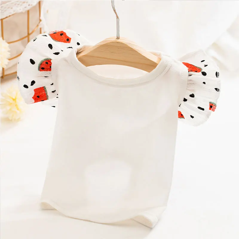

Small Flying Sleeves Vest Dress Pet Clothing Dogs Solid T-shirt Dog Clothes Cat Costume Labrador Cute Summer White Boy Mascotas