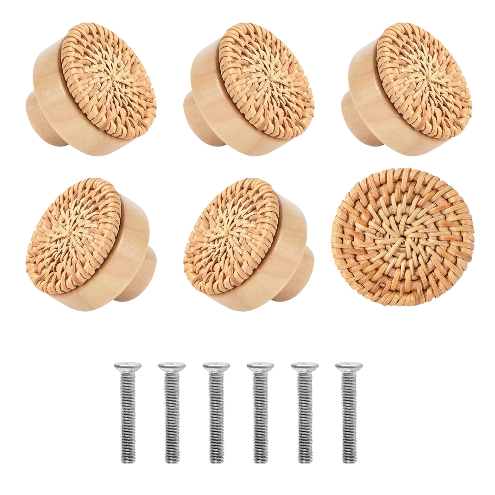 

Rattan Drawer Knobs Handmade Wood Kitchen Cupboard Door Knobs Woven Kitchen Cabinet Knobs Wood Decorative Drawer Pulls