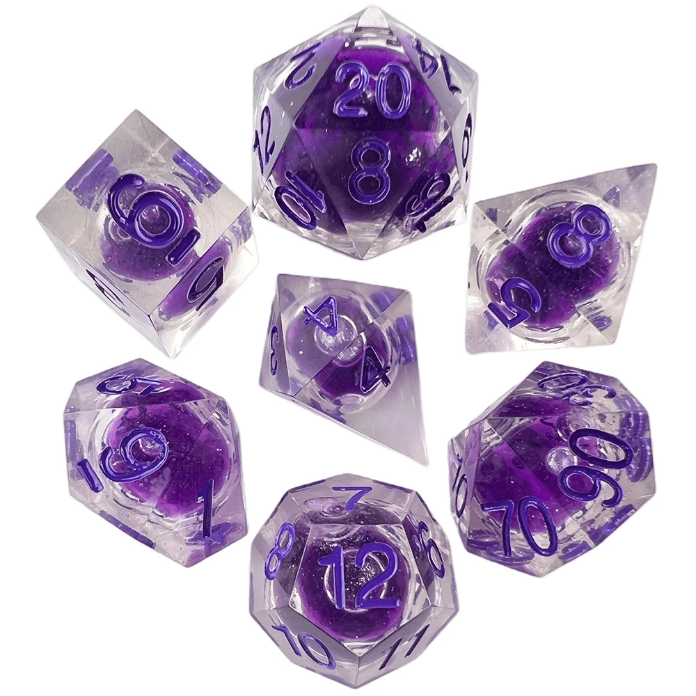 DNDGame Liquid Dice Set Sharp Edges Polyhedral Translucent Dice Set for Role Playing D&D RPGs Board Game As Gift