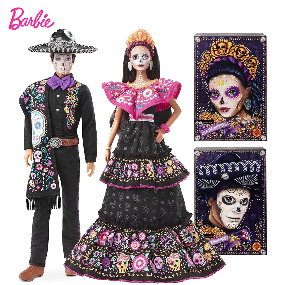 

Кукла Барби «День мертвых» 2021, кукла Кена в традиционном платье с вышивкой, Цветочная корона и Калавера, краска для лица, подарок для коллекц...