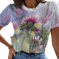 new spring and summerwomens blouses floral 3d printed graphic female summer aesthetic tees tops round neck short t shirt
