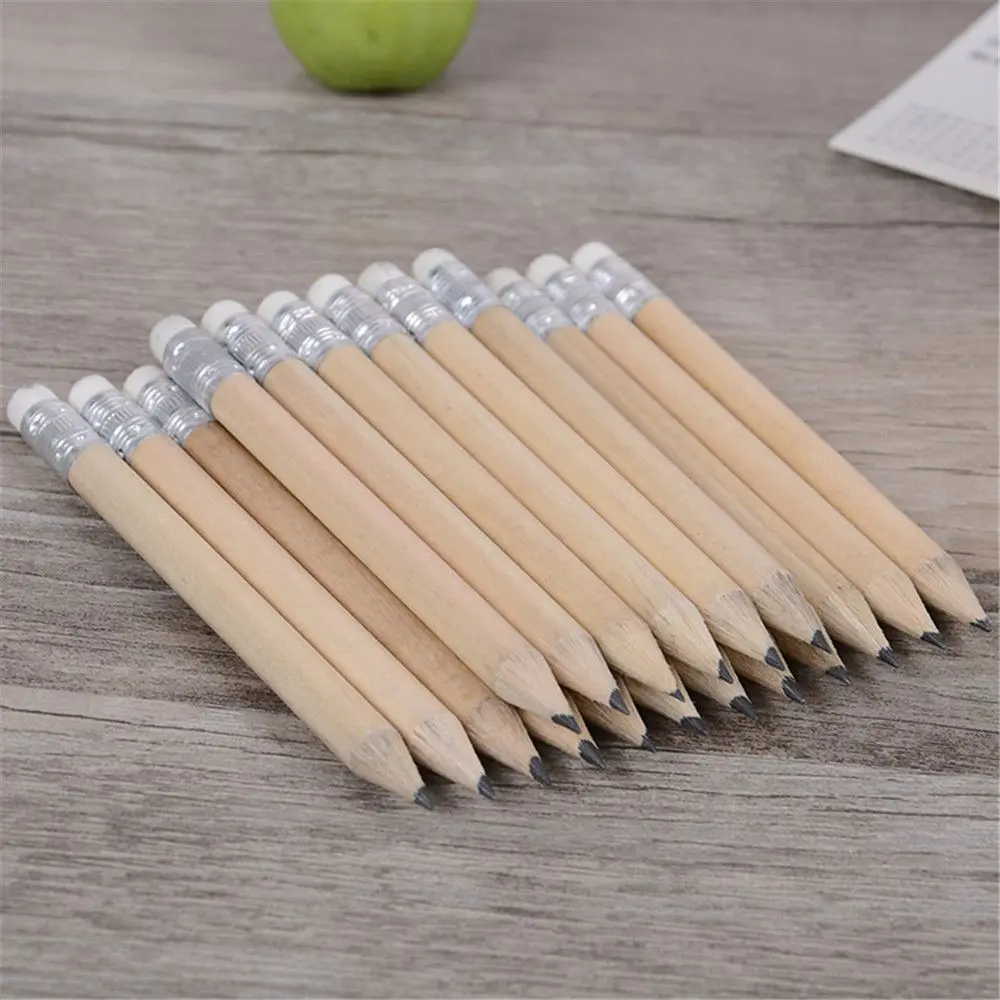 

10pcs Mini Wooden Pencils with Eraser HB Black Lead Standard Pencil Studentb Writing Tool School Stationery Office Supplies