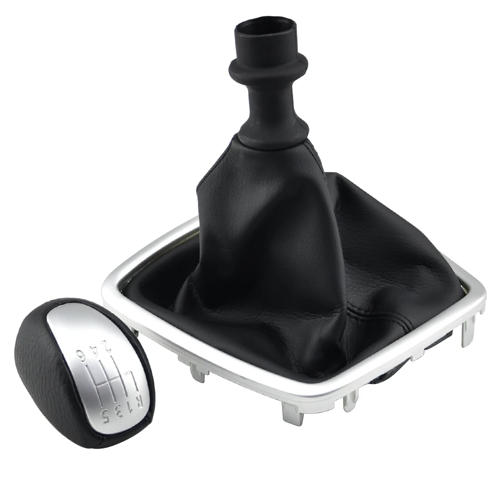 

Silver & Leather Car Shift Gear Knob Lever Gaitor Boot Cover For Renault Laguna III MK3 2007-2015