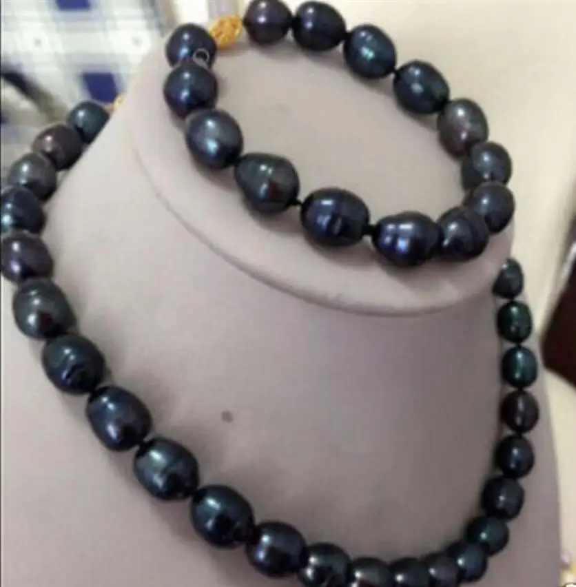 

Real White Pearl Black Onyx Necklace Earrings