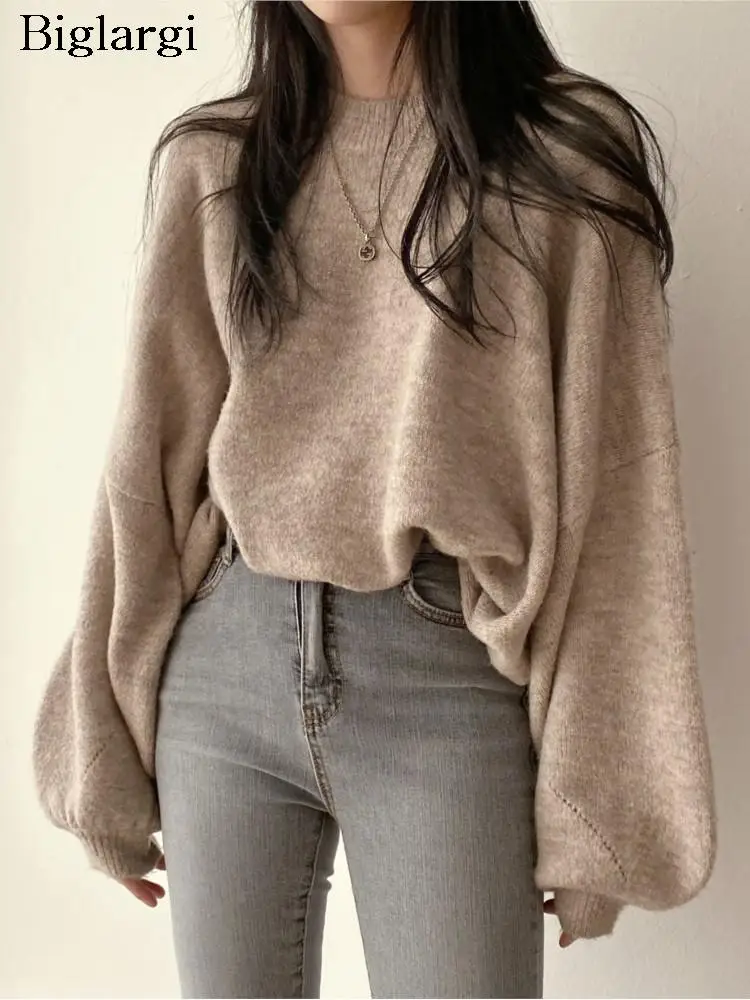 

Осенний пуловер, свитер, топ, Женский Свободный Повседневный свитер в Корейском стиле с длинным рукавом, Модный женский свитер с асимметричным разрезом, 2023