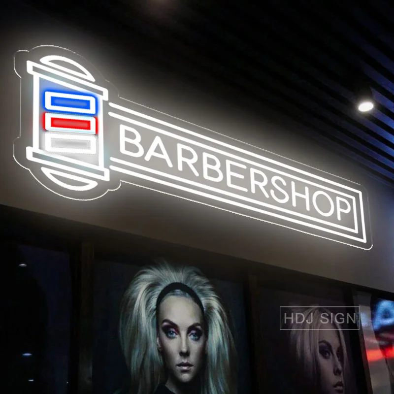 Custom Hair Salon LED Neon Sign For Barber Shop Business Hair Care Cosmetic Shops Room Decoration Scissors Open Logo Neon Signs