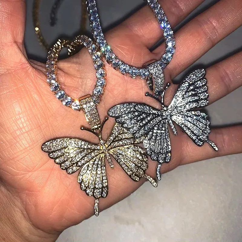 

Cuban Butterfly Necklace For Women Rhinestone Pendant Sexy Glitter Chain Kpop Necklaces Collares Bijoux Choker Mandalorian