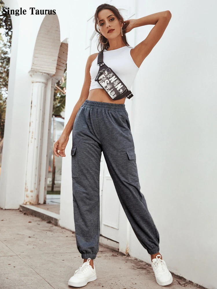 

Elastic Waist Loose Pants Casual Straight Tube Type Harem Sweatpants Women Baggy Joggers Women Y2k Clothes Cargo Pants