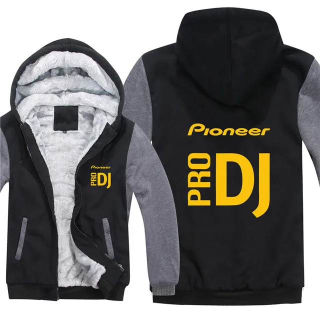 

New Winter Men’s Fashion Thicken Pioneer Pro DJ Logo Hoodie Jacket Casual Male Warm Fleeece Harajuku Hoody Coats