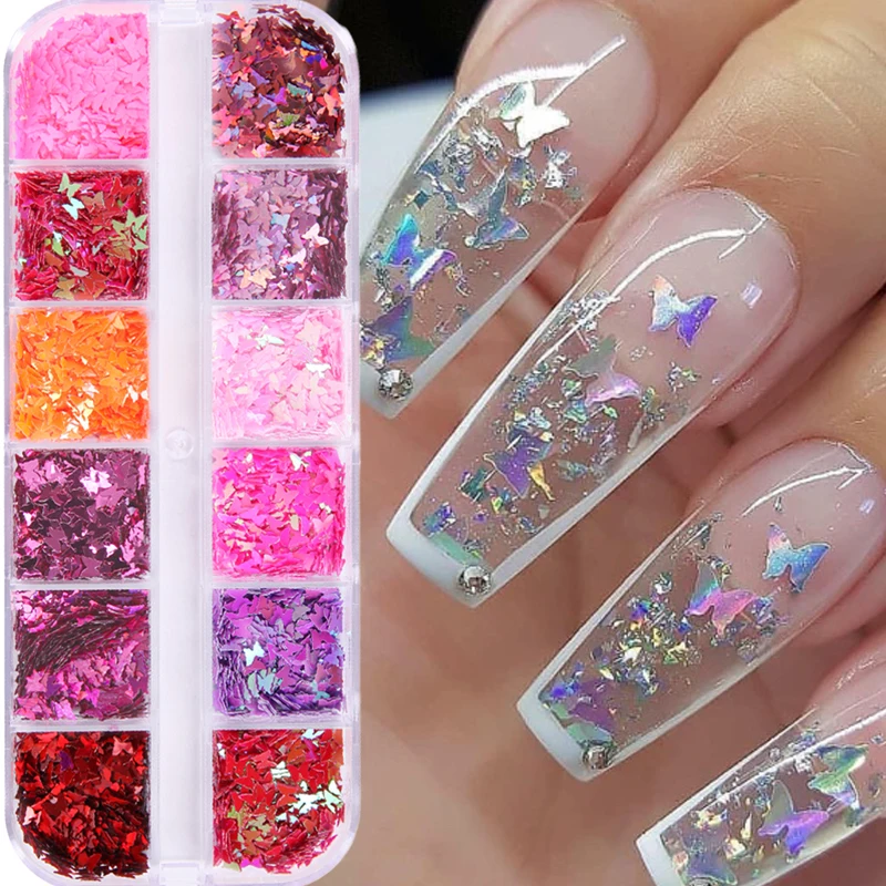 

Holographic Nail Glitter Sequins Sparkly 3D Thin Butterfly Flakes Polish Decor for Nail Art Accessories Design Nail Accesoires