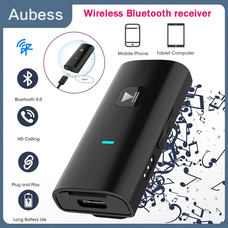 

A90 Wireless Adapter Bluetooth 5.0 Receiver For 3.5mm Jack Earphone Bluetooth Aux Audio Music Transmitter For Car PC Headphone