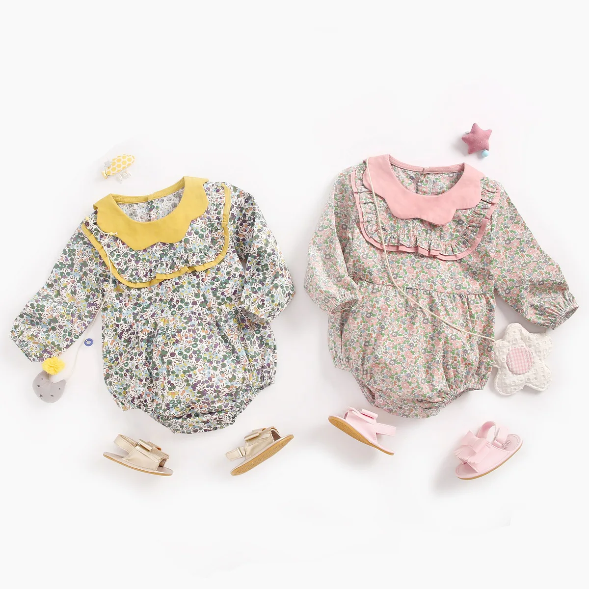 

Sanlutoz Autumn Long Sleeve Baby Girls Bodysuits Princess Cotton Infant Onesies Clothing Flower Cute