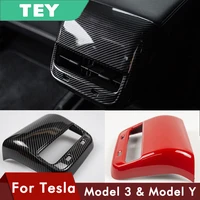 tey 2022 model3 car carbon fiber abs rear air vent outlet cover trim for tesla model 3 accessories interior model y three new