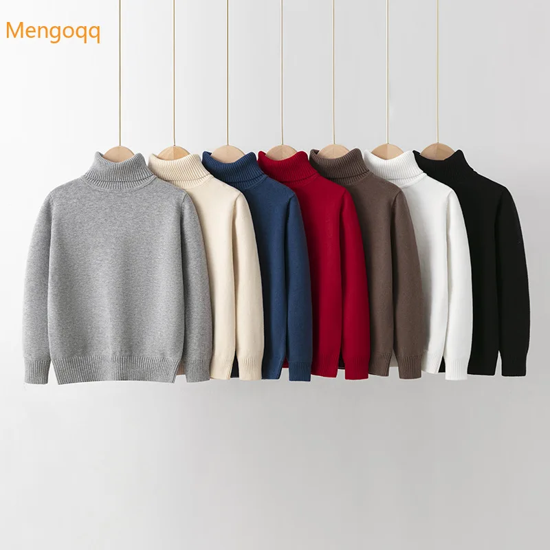 

Детский Теплый свитер Mengoqq для мальчиков на осень и зиму, однотонный вязаный Топ, детская повседневная одежда