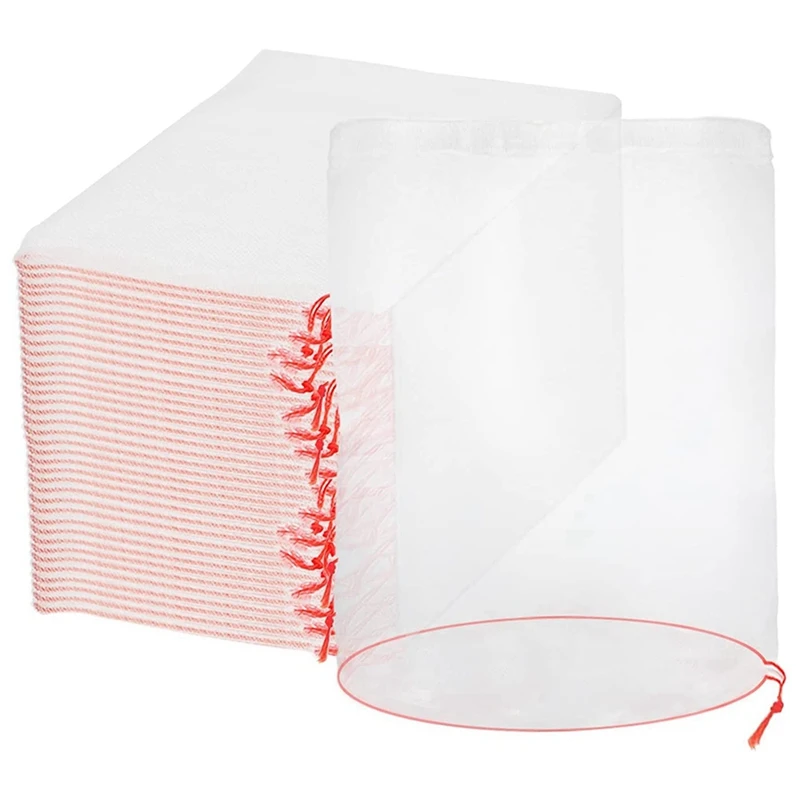 

100Pcs 20X30cm Fruit Tree Garden Insect Net Bag, Fruit Net Bag with Drawstring Protects Melons and Fruits From Pests