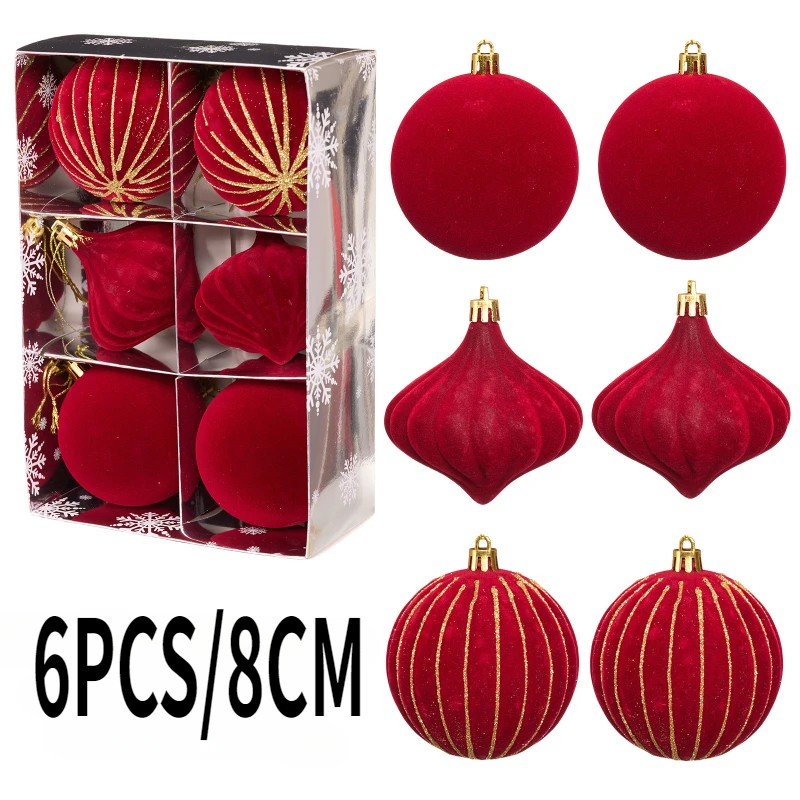 

Рождественские шары 6 шт., винного красного и зеленого цвета
