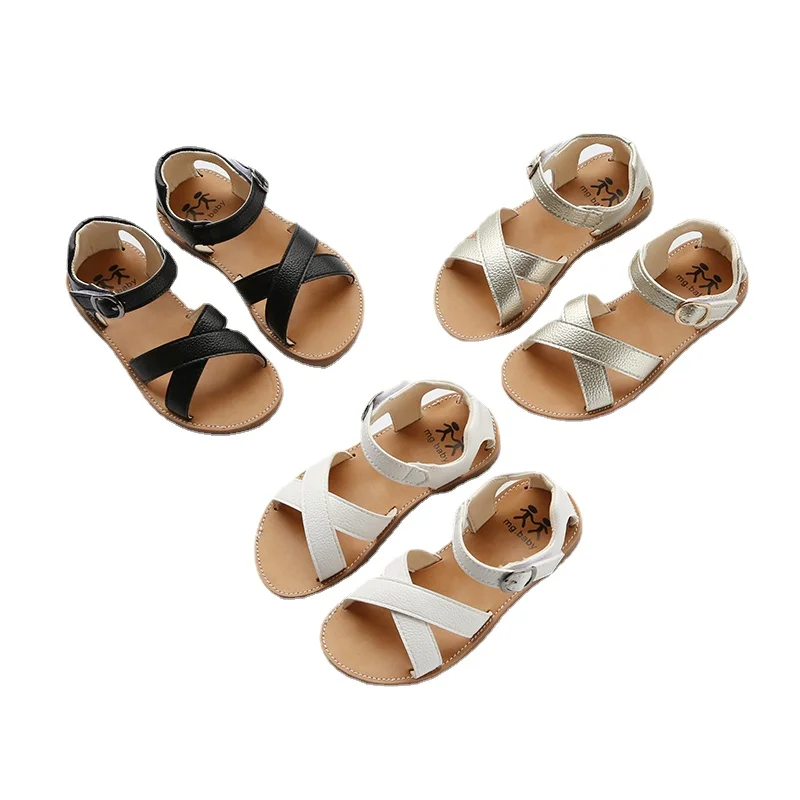 

Летние детские сандалии для девочек, пляжные сандалии с мягкой подошвой, однотонная обувь для младенцев с перекрестной шнуровкой, черные, з...