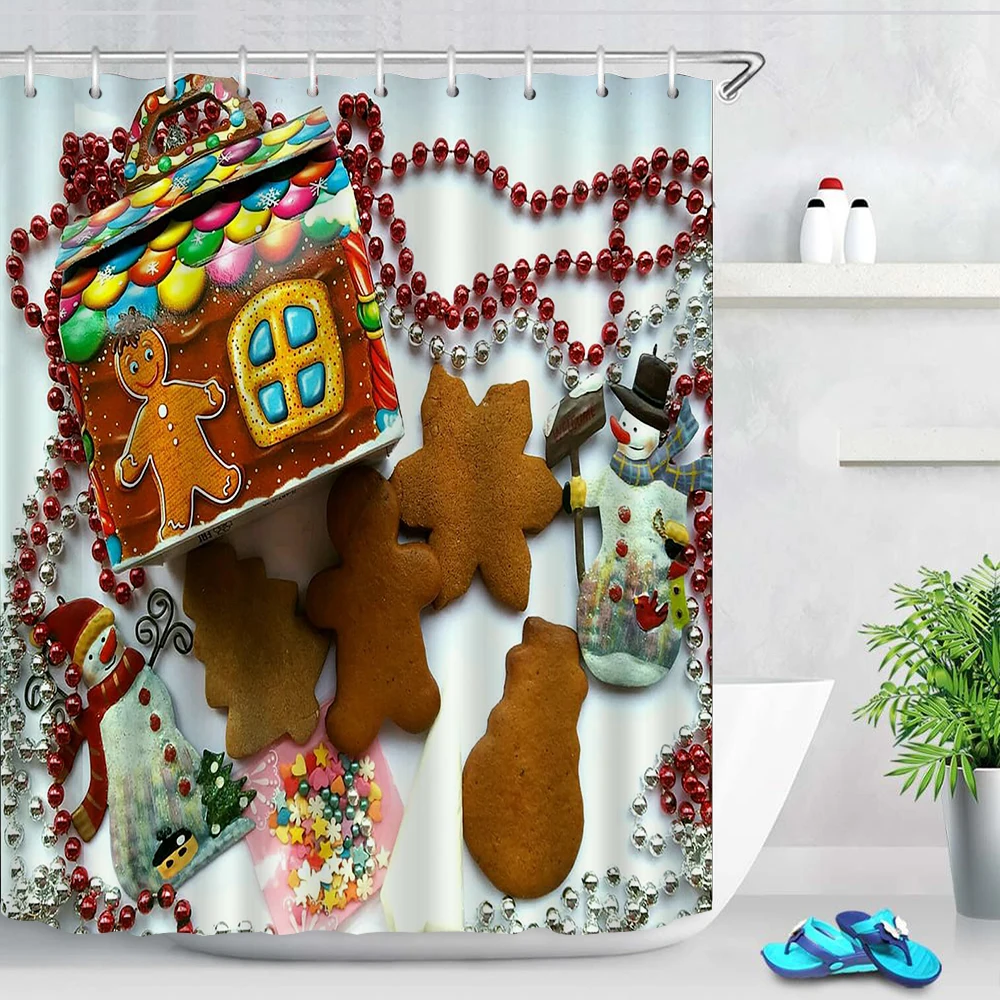 

2023 Christmas Festive Decoration Shower Curtain Kids Bathroom Bathroom Accessories Kitchen Waterproof Curtains Cortina Ducha