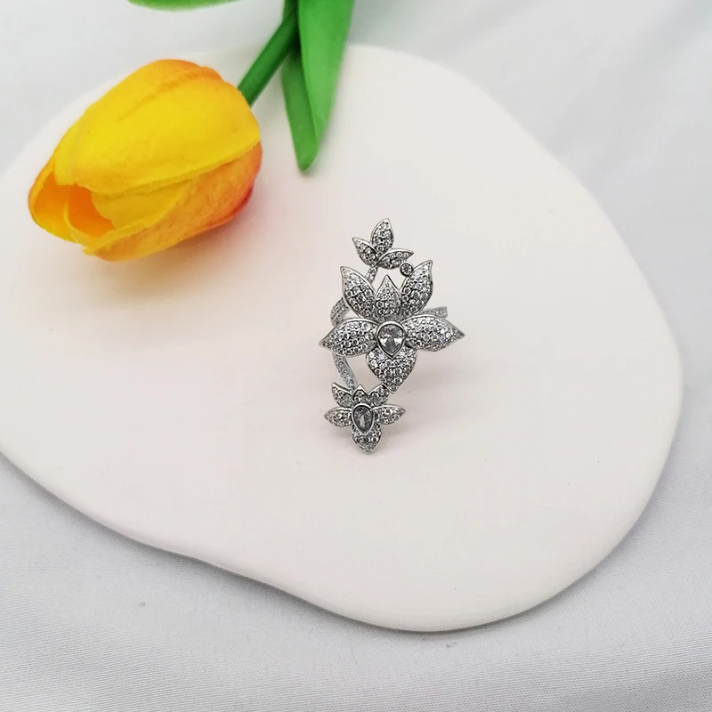 

Luxury Jewelry Silver Flower Ring 925 Sterling Silver New Simple Temperament Fashion Party Gifts Free Shipping For Women