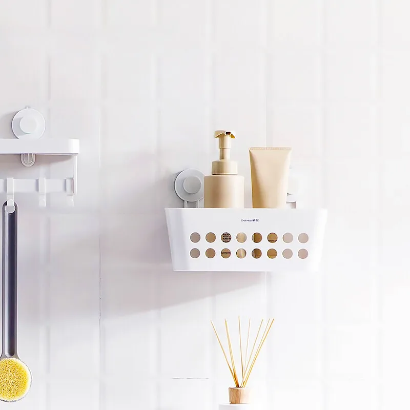 

Non Perforated Bathroom Storage Rack with Rinsing Teeth Cup Holder - Organize and Maximize Space in Your Bathroom EffortlesslyI