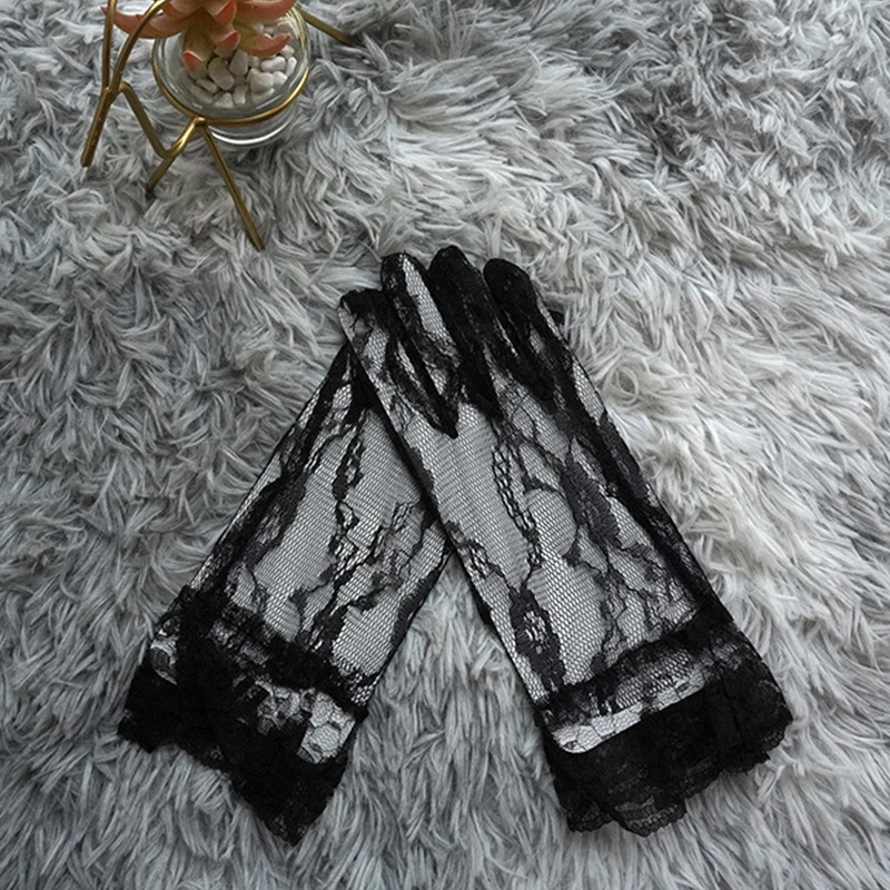 

Женские пикантные кружевные перчатки для вождения 1 пара, женские тонкие кружевные солнцезащитные перчатки для весны и лета, женские коротк...