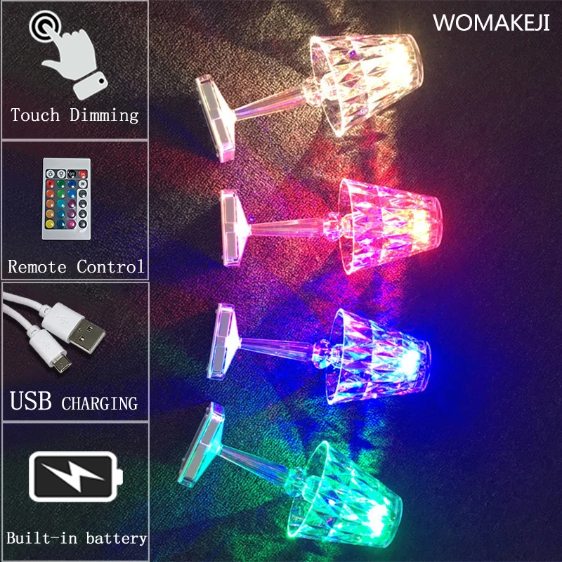 

Crystal Diamond Desk Lamp USB Charging Touch Acrylic RGB Decorative Light Restaurant Bedside Bar Couple Gift LED Night Light