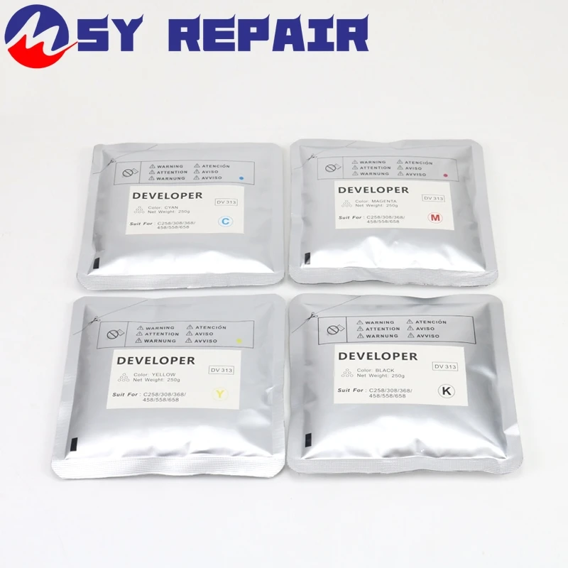 

1set DV313 DV-313 C258 Developer Iron Powder CMYK for Konica Minolta Bizhub C308 C368 C458 C558 C658 C 258 308 368 458 558