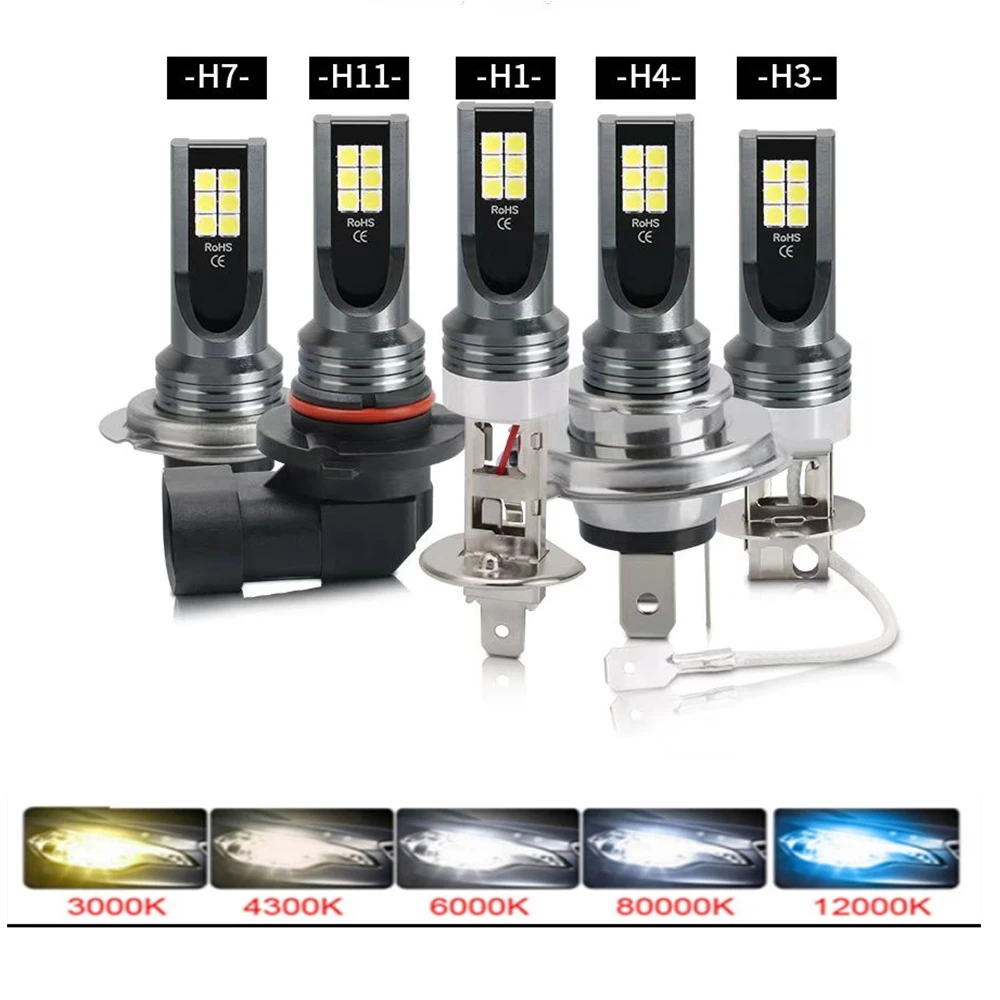2Pcs H7 LED Car Fog Light Bulbs DRL H1 H16 H4 H8 H9 H10 9005 9006 Auto Headlight CSP Beam 9600Lm 6000K 80W High Power 12V 24V