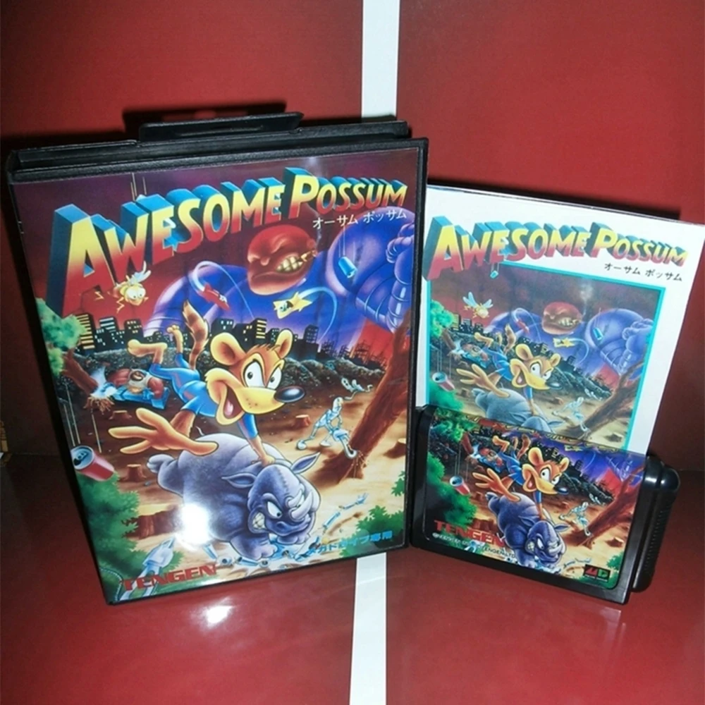 Потрясающий Possum с коробкой и руководством для 16-битного игрового картриджа Sega MD