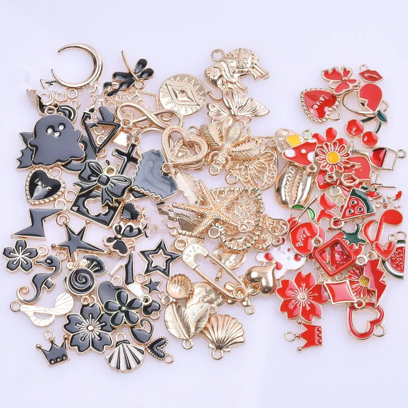 

10/20/30/50Pcs Mix Colors Random Enamel Plant Leaf Sakura Flower Charms Animal Bee Starfish Shell Pendant Fit Jewelry Wholesale