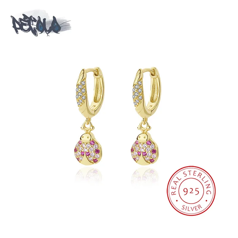 

Женские серьги «божья коровка» из серебра пробы