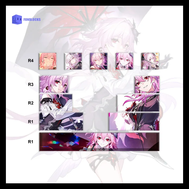 Фото Колпачки для клавиш Game Honkai: Star Rail Evernight, 108 колпачков для клавиш с ПБТ, пятисторонняя сублимационная краска, настраиваемая колпачок для ключей, подарки Doujin для косплея №3