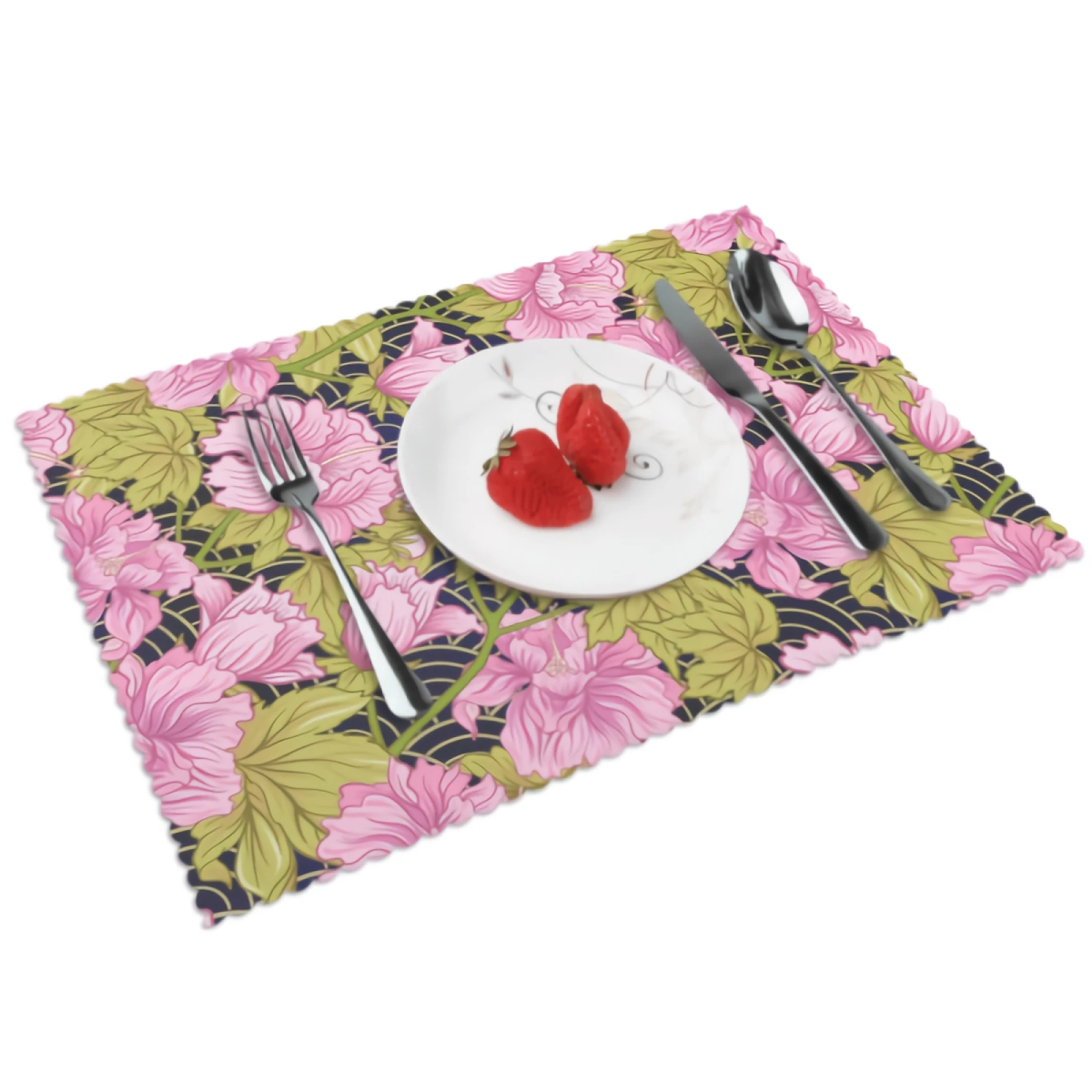 

Abstract Blossom Cherry Flowers Placemats Japanese Floral Print Placemat Set of 4 Heat-Resisting Non Slip Table Mats