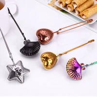 multi style tea strainer star heart shell shape practical snap stainless steel mesh tea infusers teaware kitchen accessories