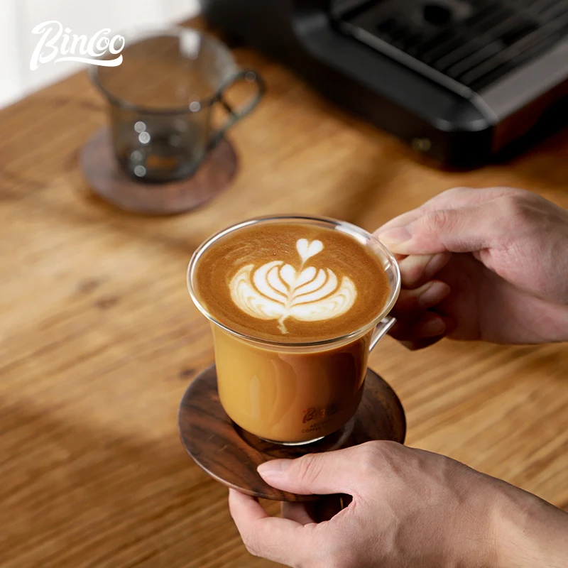 Стеклянная чашка для кофе Bincoo и блюдце с ручкой устойчивая к высоким