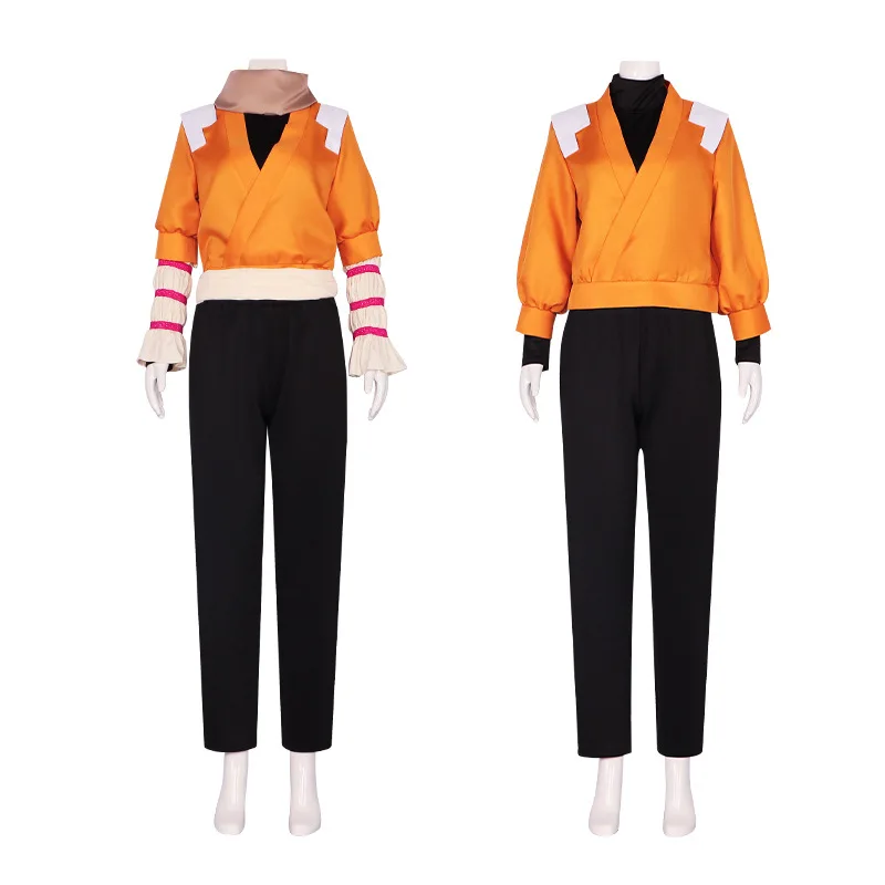 

Anime Bleach Shihouin Yoruichi Cosplay Costume Orange Short Long Top Pants Uniform Halloween Carnival Outfit
