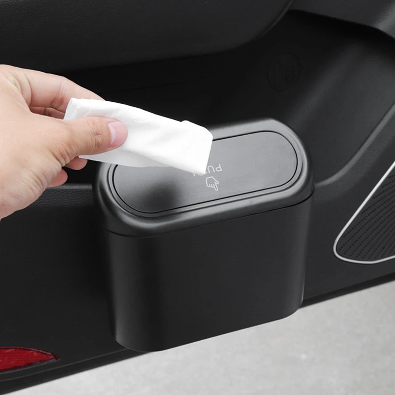 

Car Trash Can Badge Interior Accessories Auto Hanging Garbage Bin For Ssangyong kyron Rexton korando Actyon Sports Tivoli Stavic