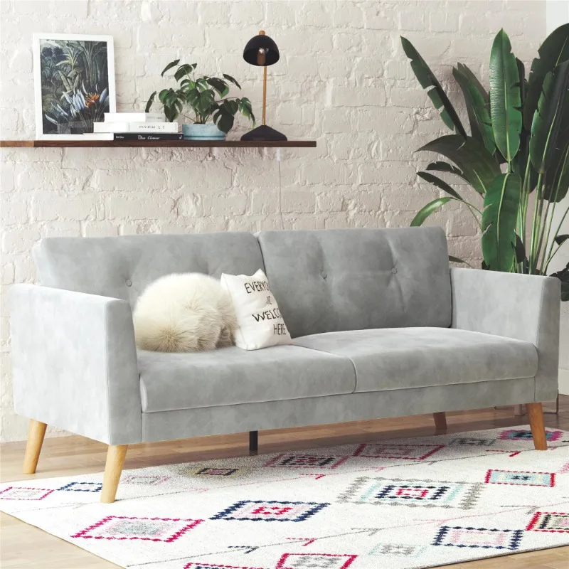 

CosmoLiving Gloria Upholstered 3-Seater Sofa, Light Gray Velvet
