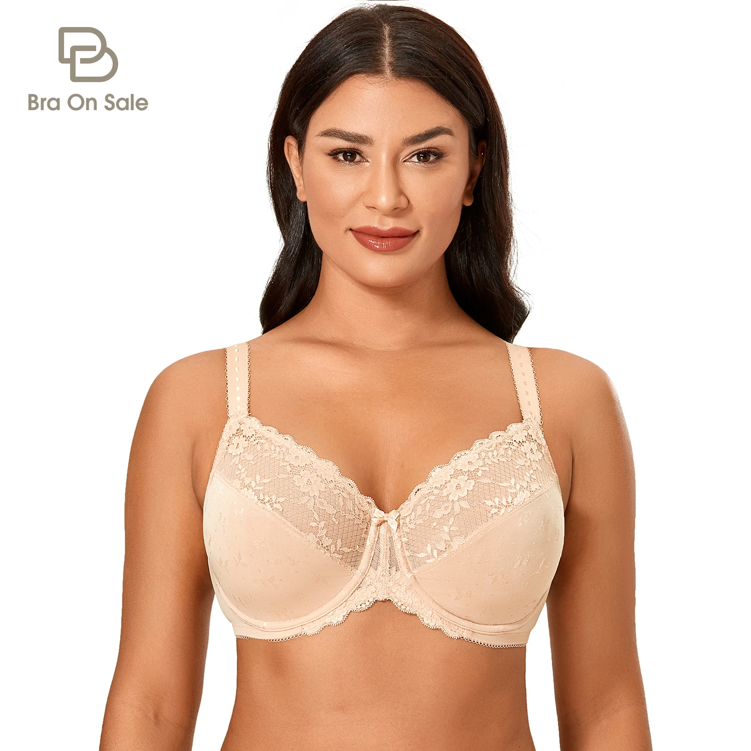 Women's Lace Minimizer Bra Plus Size Floral Unlined Full Coverage Underwire D E F G H cup