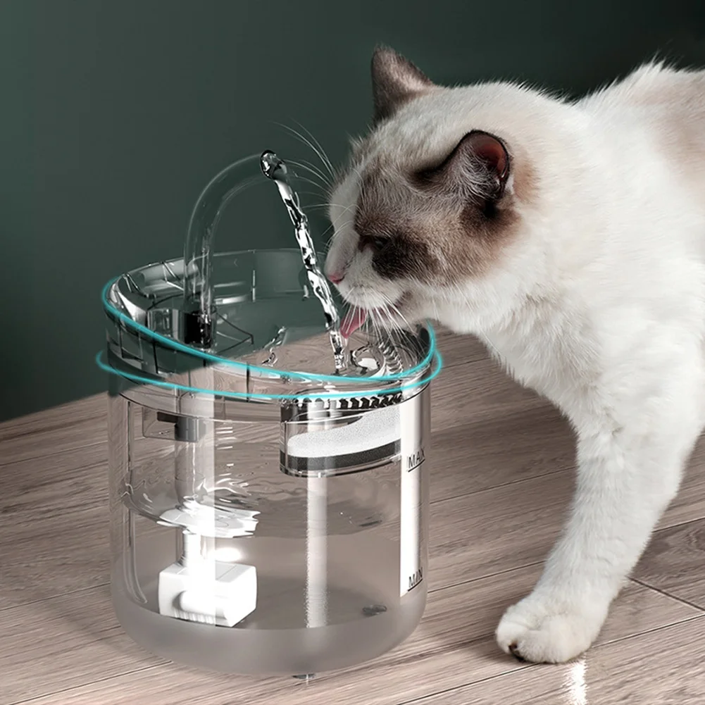 

2L Automatic Cat Water Fountain Pet Drink Bowl Drinking Filter Water Dispenser Transparent Drinker Filters Feeder Motion Sensor