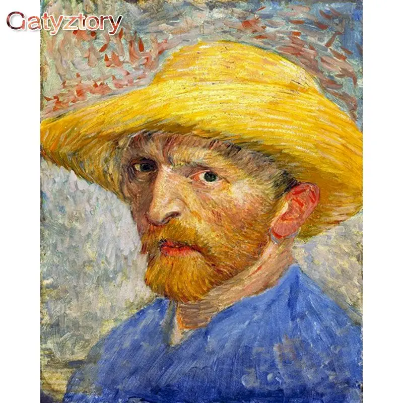

GATYZTORY Diy Painting By Number Van Gogh'S Self Portrait Paint By Numbers Drawing On Canvas Home Decoration Frame 40x50cm