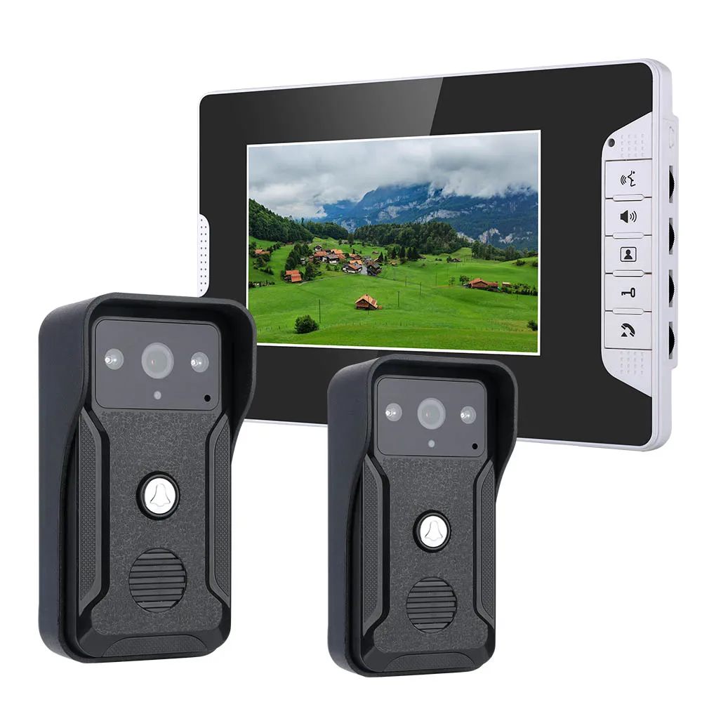 

Video intercom access control system door camera waterproof 1000TVL RFID electric door lock 7" video door phone entry system