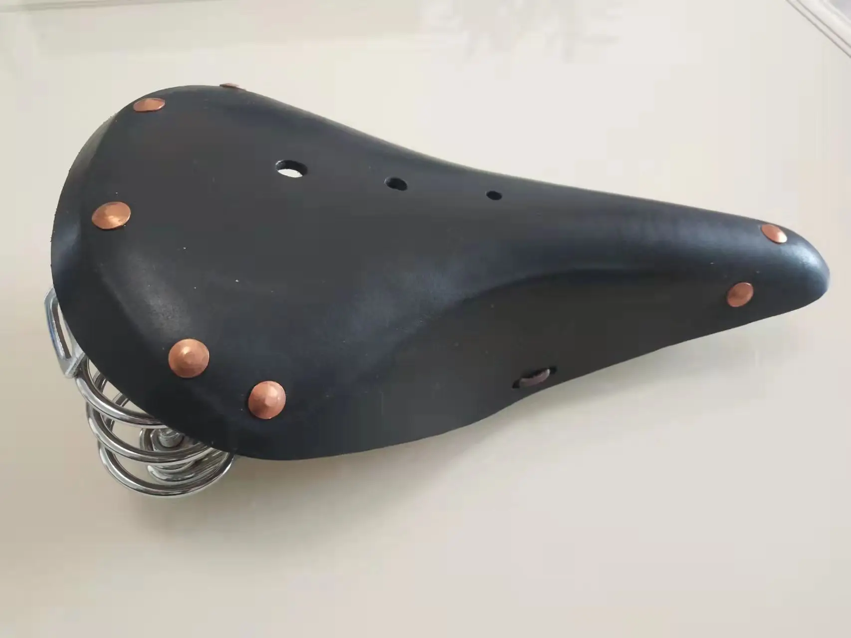 

Mountain Bike Seat Pure Cow Leather Saddle Copper Nail Round Spring Shock Absorption Comfortable Breathable Vintage Cushion