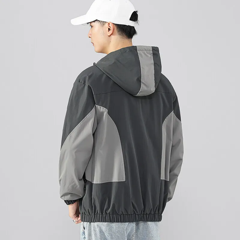 

Мужская модная одежда, новая куртка с капюшоном на весну и осень, мужское Свободное пальто, пальто с молнией и открытой грудью, Теплая мужска...