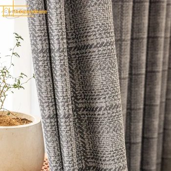 Japanese-style cotton linen curtains shading thickening light luxury living room homestay bedroom custom high temperature