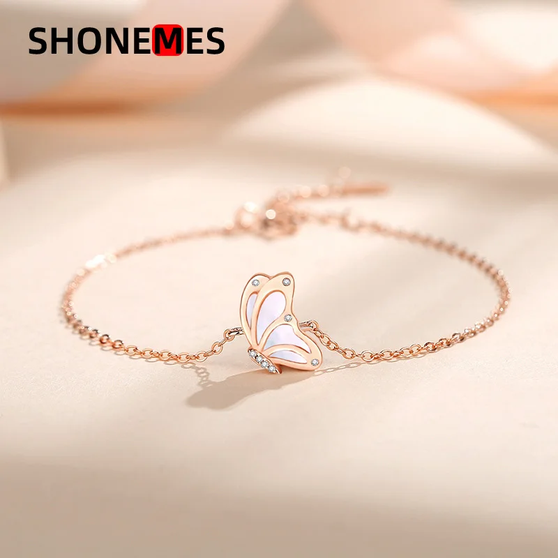 

ShoneMes Butterfly Bracelet 9.2.5ss Exquisite Pearl Shell Link Chain Jewelry Gifts for Women